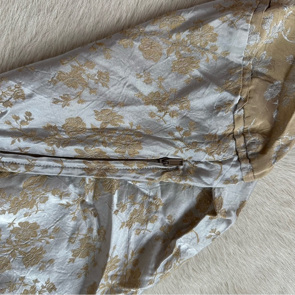 Home Accents Long Bolster Pillow in Blue and Tan Floral